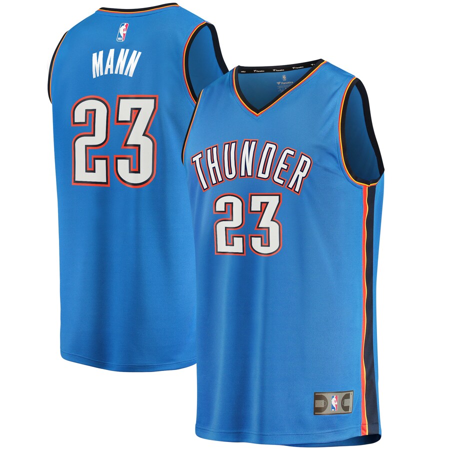 Men's Oklahoma City Thunder Tre Mann Fanatics Blue 2021/22 Fast Break Replica Jersey - Icon Edition - Jersey