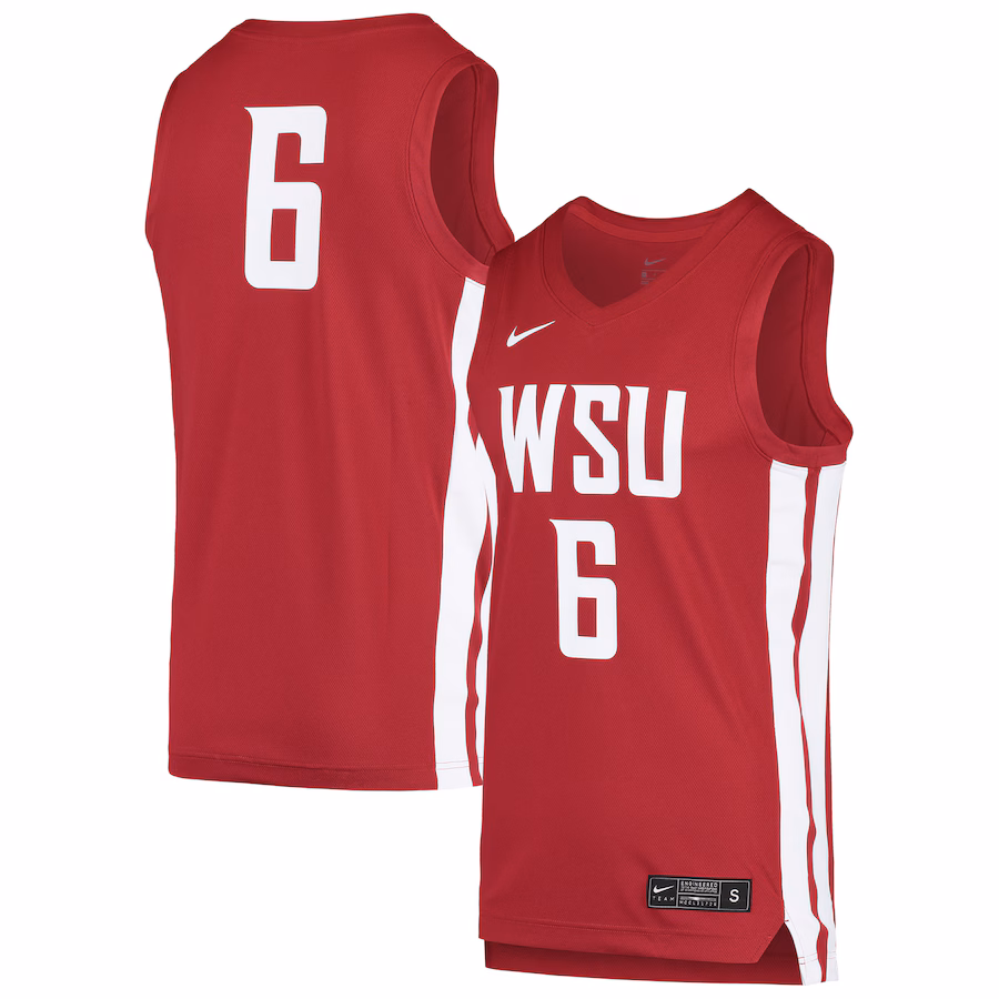 Men's Nike #6 Crimson Washington State Cougars Replica Basketball Jersey - Jersey