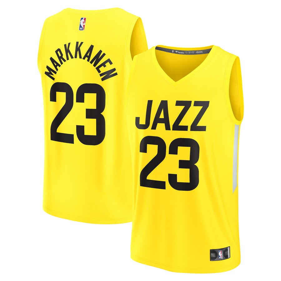 Youth Utah Jazz Lauri Markkanen Fanatics Yellow Fast Break Player Jersey - Icon Edition - Jersey