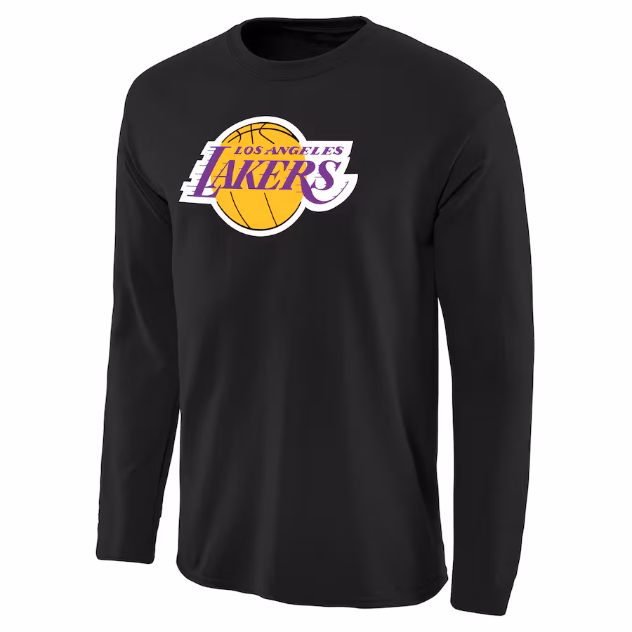 Men's Los Angeles Lakers Black Primary Logo II Long Sleeve T-Shirt - Jersey