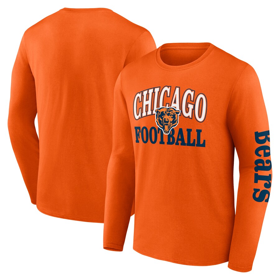 Men's Chicago Bears Fanatics Orange Vintage Combo Up Two Long Sleeve T-Shirt - Jersey
