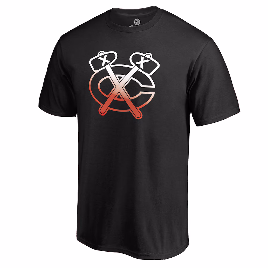 Men's Chicago Blackhawks Black Gradient Logo T-Shirt - Jersey