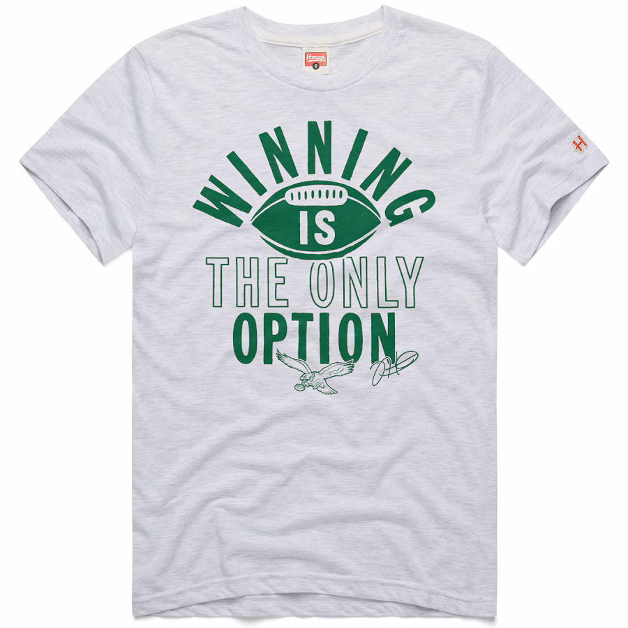 Men's Philadelphia Eagles Jalen Hurts Homage Ash  Winning Is The Only Option Tri-Blend T-Shirt - Jersey