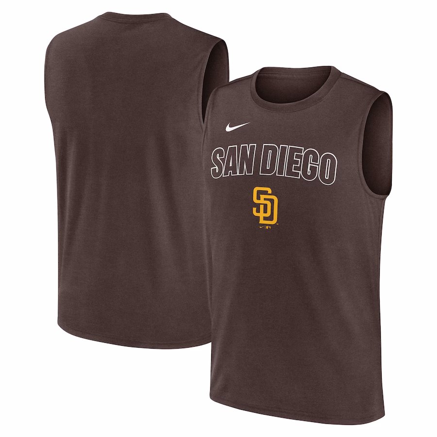 Men's San Diego Padres Nike Brown Knockout Performance Muscle Tank Top - Jersey