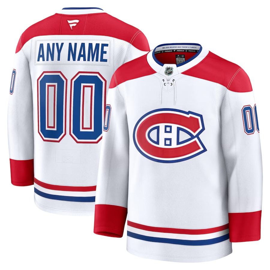 Men's Montreal Canadiens Fanatics White Away Premium Custom Jersey - Jersey