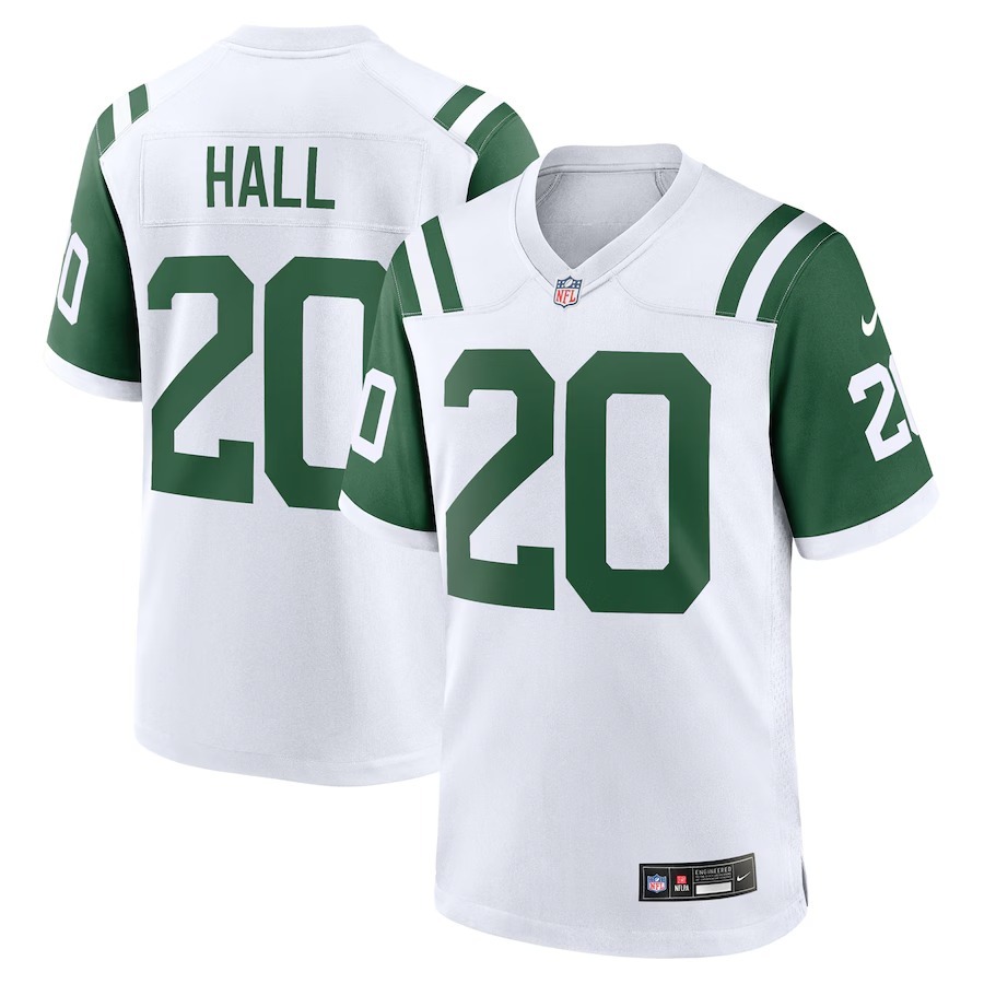Men's New York Jets Breece Hall Nike White Classic Alternate Game Jersey - Jersey