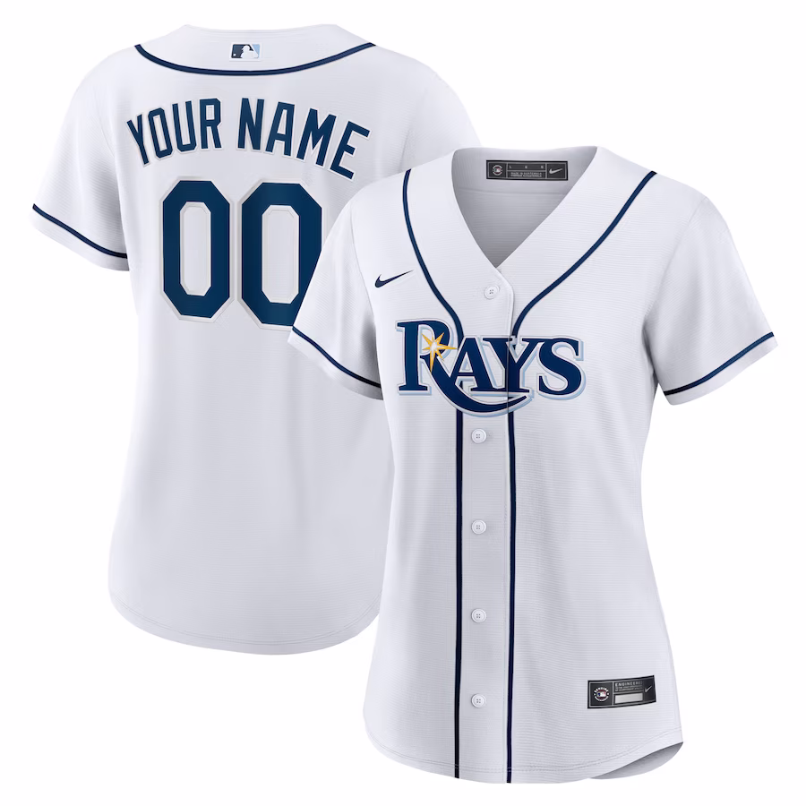 Women's Tampa Bay Rays Nike White Home Replica Custom Jersey - Jersey