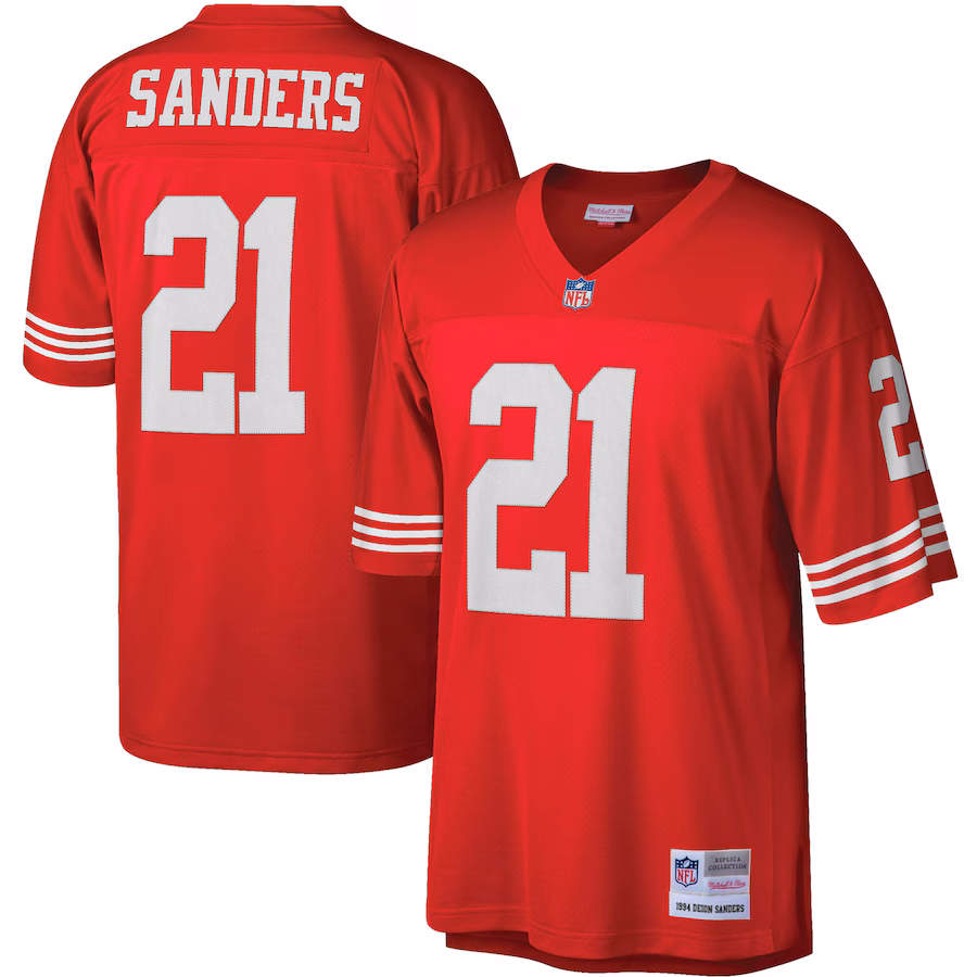 Men's San Francisco 49ers Deion Sanders Mitchell & Ness Scarlet Legacy Replica Jersey - Jersey