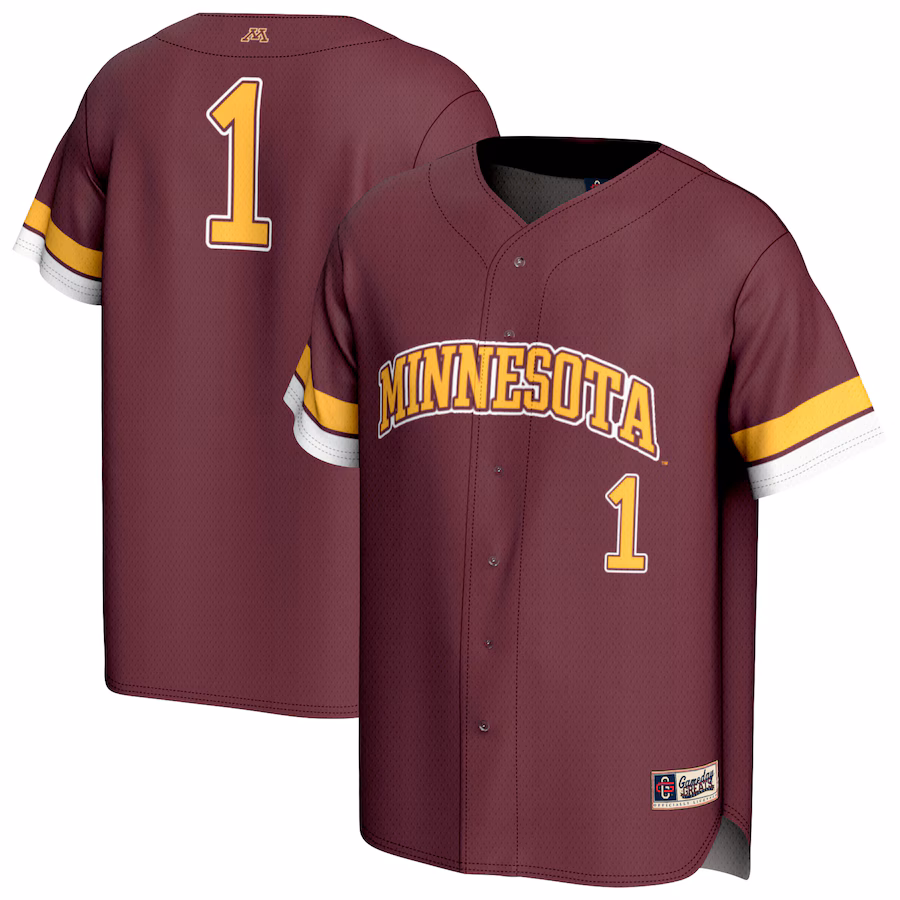 Youth GameDay Greats #1 Maroon Minnesota Golden Gophers Lightweight Collegiate Baseball Fashion Jersey - Jersey