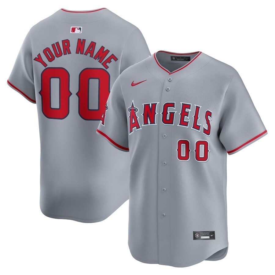 Men's Los Angeles Angels  Nike Gray Away Limited Custom Jersey - Jersey