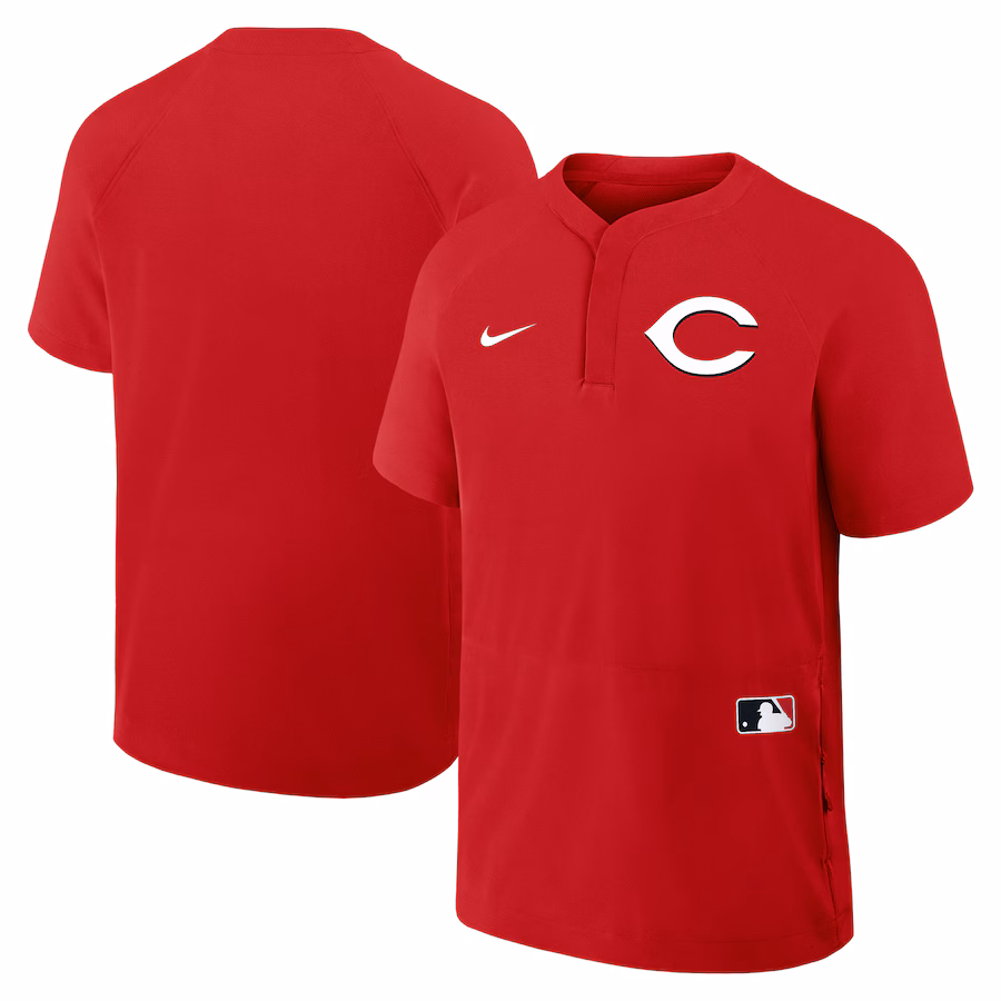 Men's Cincinnati Reds Nike Red Authentic Collection Raglan Short Sleeve Windshirt - Jersey