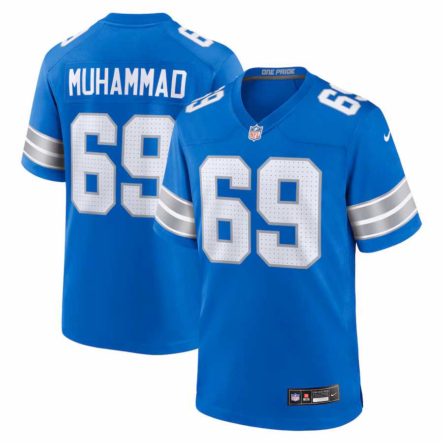 Men's Detroit Lions Al-Quadin Muhammad Nike Blue Team Game Jersey - Jersey