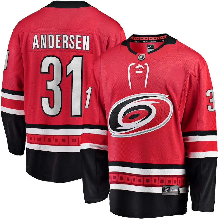 Men's Carolina Hurricanes Frederik Andersen Fanatics Red Alternate Breakaway Player Jersey - Jersey