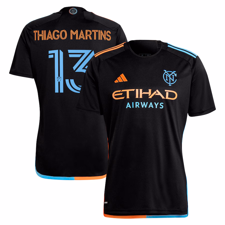 Men's New York City FC Thiago Martins adidas Black 2024 24/7 Kit Replica Player Jersey - Jersey