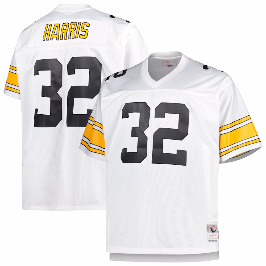 Men's Pittsburgh Steelers Franco Harris Mitchell & Ness White Big & Tall 1976 Retired Player Replica Jersey - Jersey