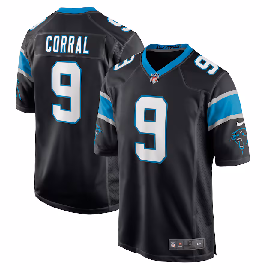 Men's Carolina Panthers Matt Corral Nike Black Player Game Jersey - Jersey