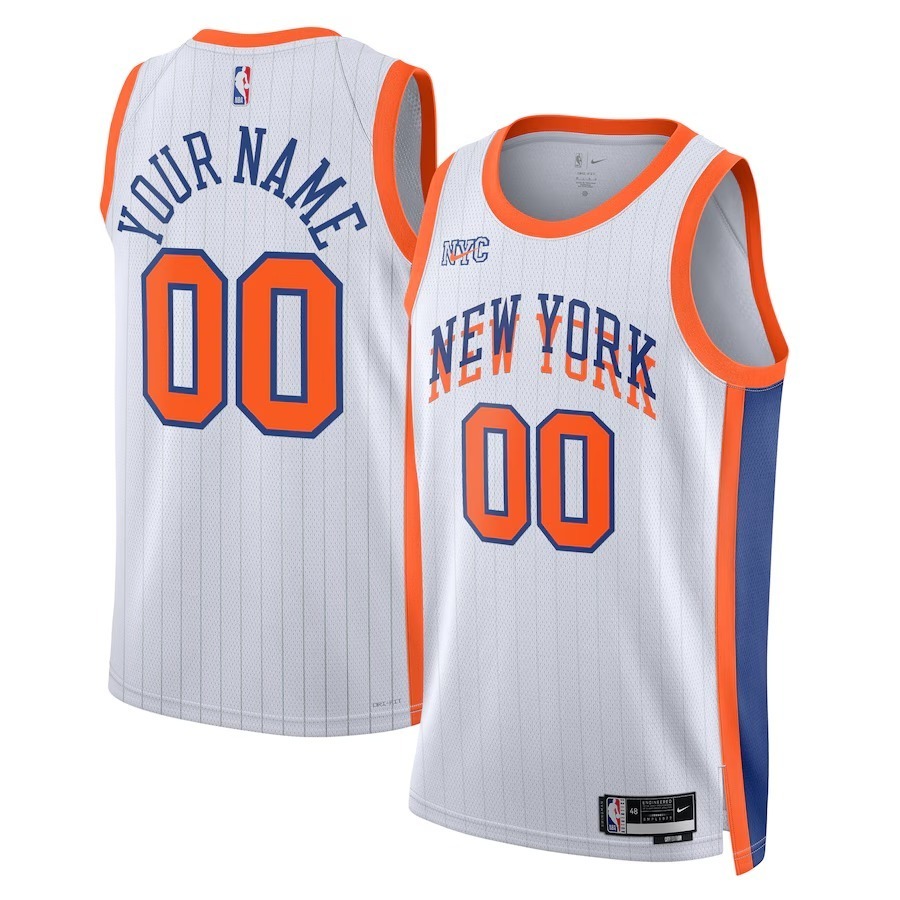 Unisex New York Knicks Nike White 2024/25 Custom Swingman Jersey - City Edition - Jersey