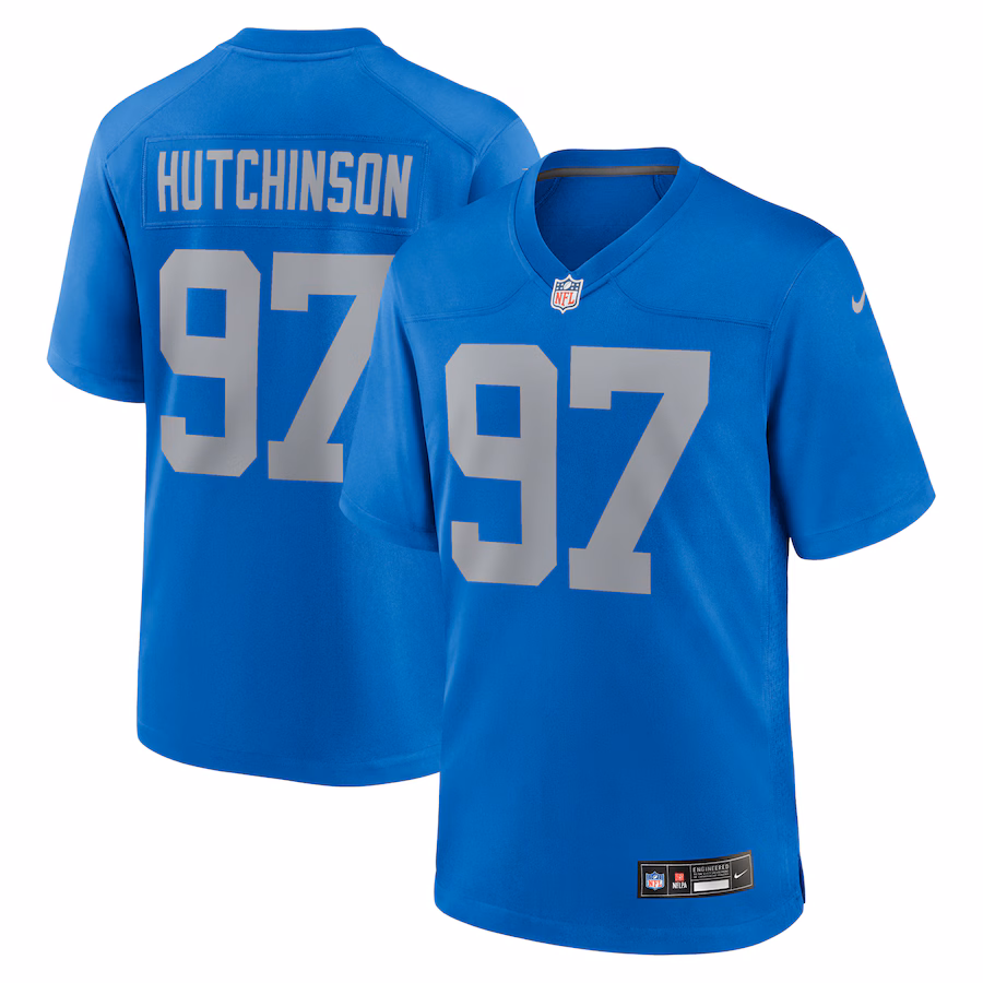 Men's Detroit Lions Aidan Hutchinson Nike  Blue Alternate Game Jersey - Jersey