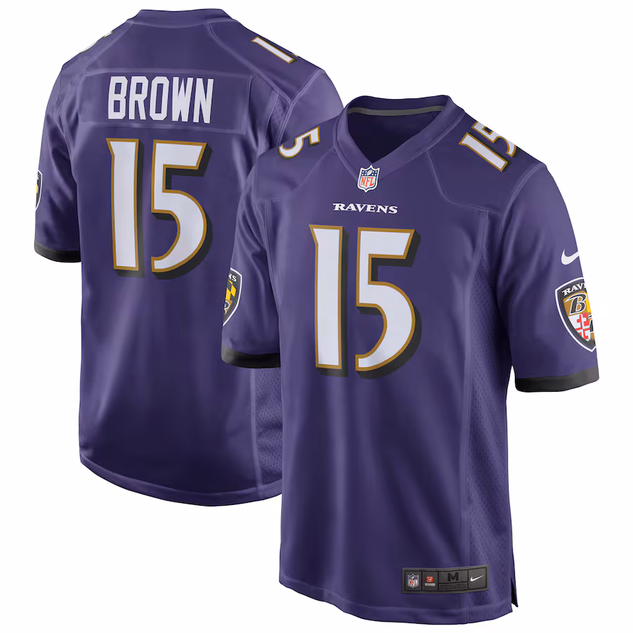 Men's Baltimore Ravens Marquise Brown Nike Purple Home Game Jersey - Jersey