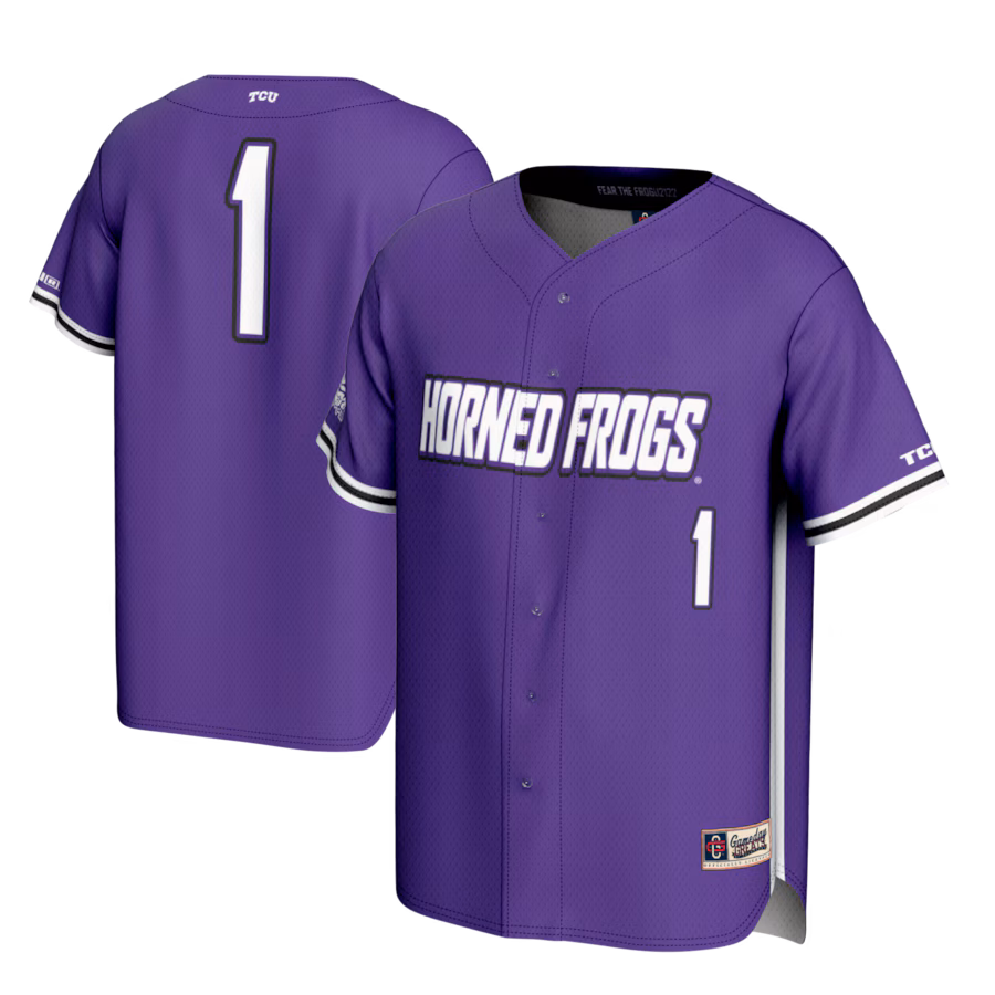 Youth GameDay Greats #1 Purple TCU Horned Frogs Lightweight Baseball Fashion Jersey - Jersey