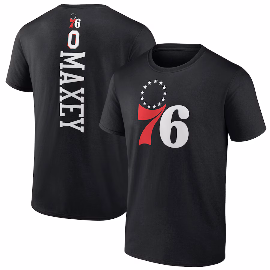Men's Philadelphia 76ers Tyrese Maxey Black Playmaker T-Shirt - Jersey