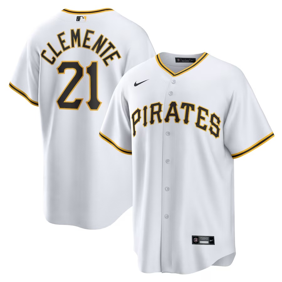 Men's Pittsburgh Pirates Roberto Clemente Nike White Home Replica Player Name Jersey - Jersey