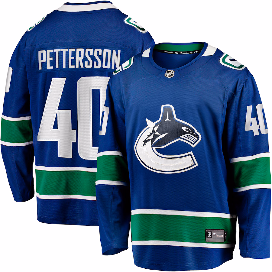 Men's Vancouver Canucks Elias Pettersson Fanatics Blue Home Breakaway Jersey - Jersey
