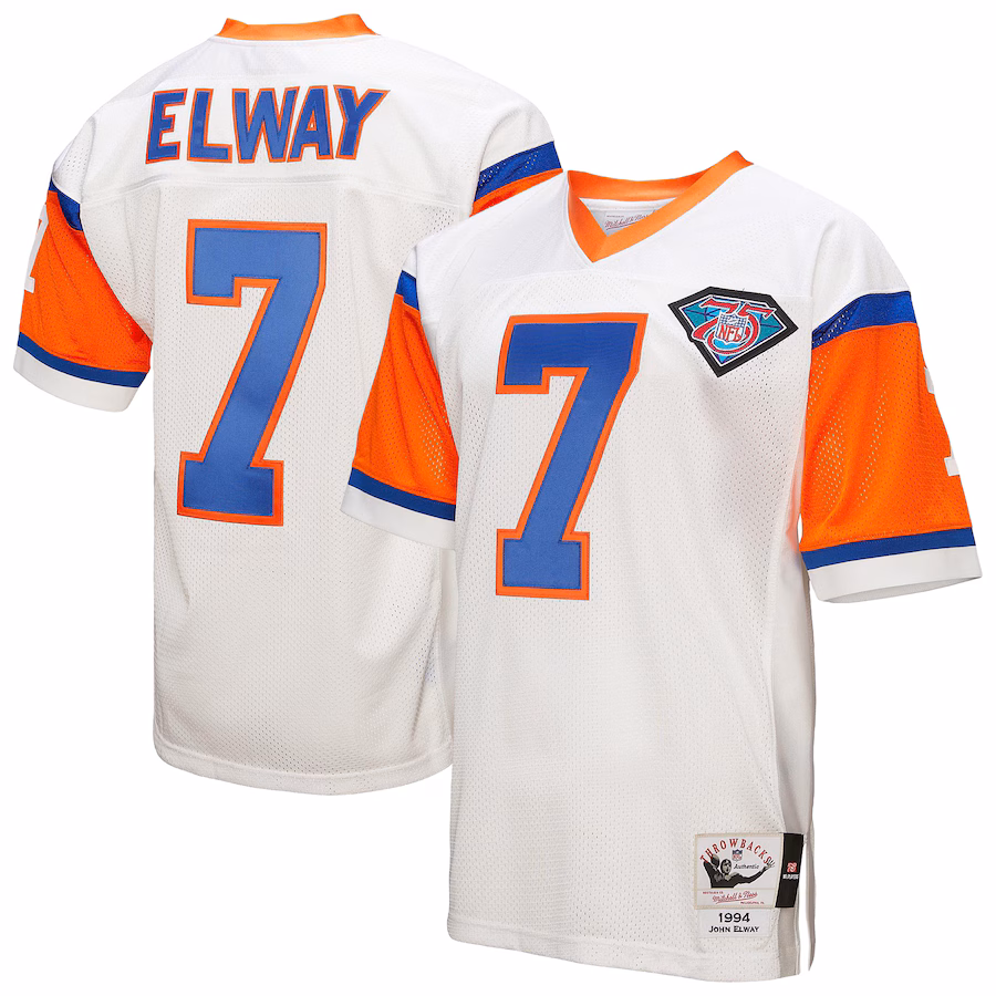 Men's Denver Broncos 1994 John Elway Mitchell & Ness White Authentic Throwback Retired Player Jersey - Jersey