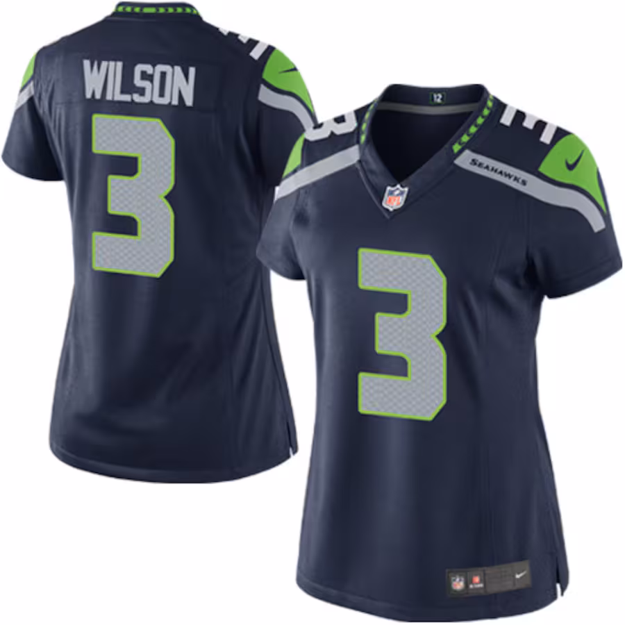 Women's Seattle Seahawks Russell Wilson Nike College Navy Game Player Jersey - Jersey