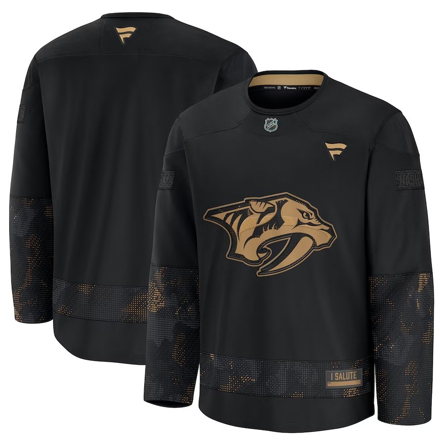 Men's Nashville Predators Fanatics Black 2024 Military Appreciation Practice Jersey - Jersey
