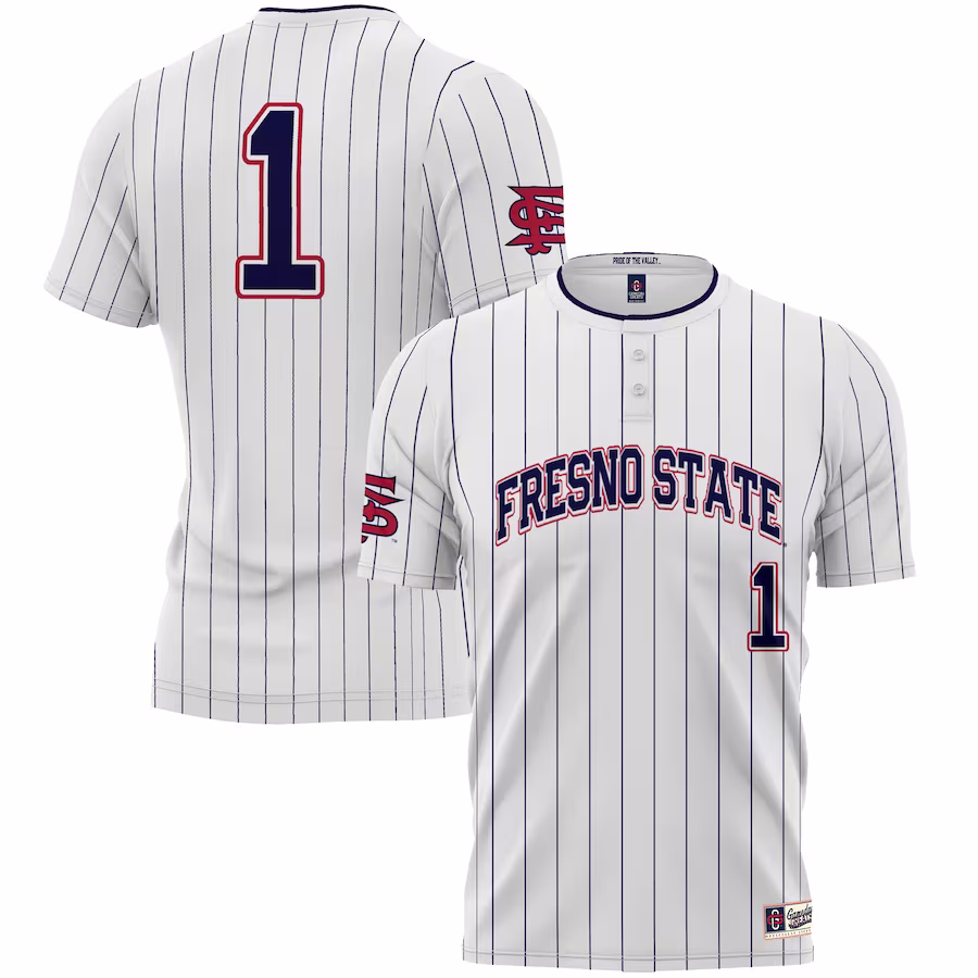 #1 Fresno State Bulldogs GameDay Greats Youth Lightweight Softball Jersey - White - Jersey