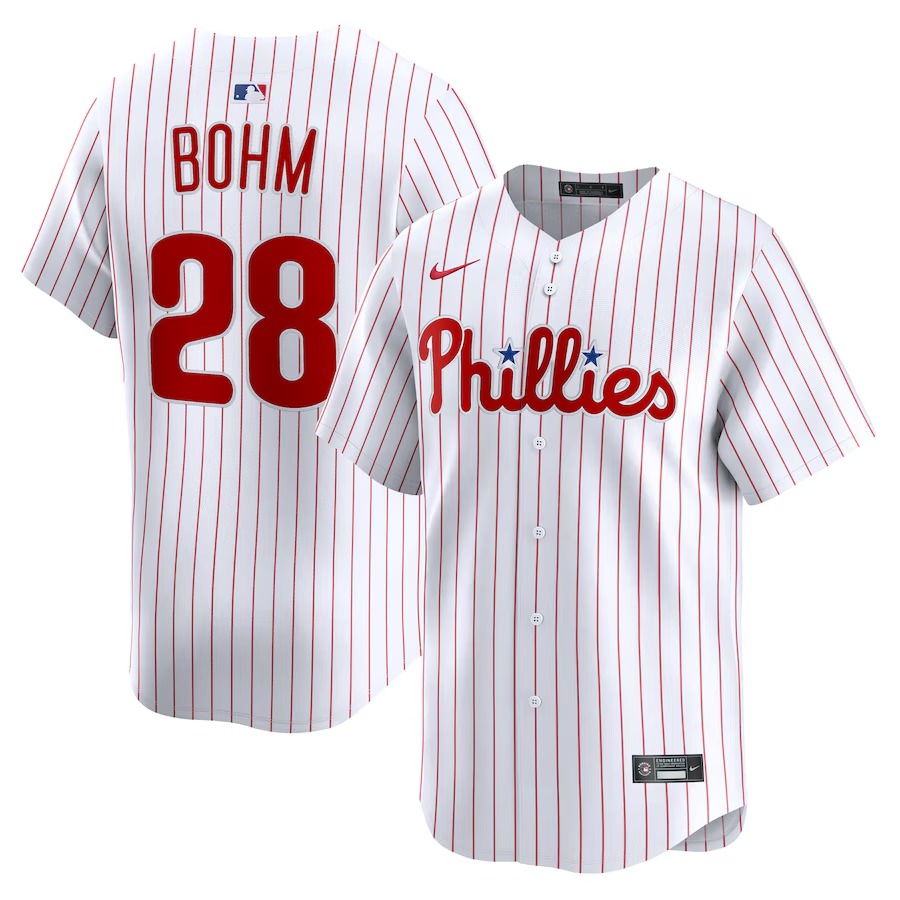 Men's Philadelphia Phillies Alec Bohm Nike White Alternate Limited Player Jersey - Jersey