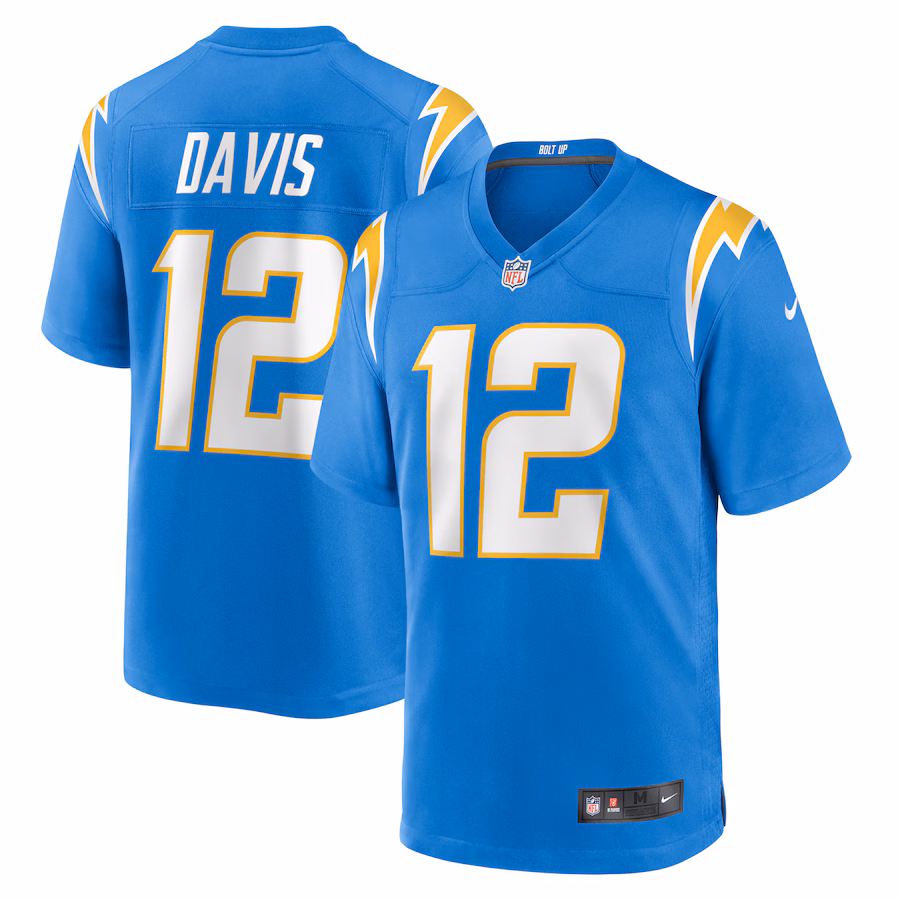 Men's Los Angeles Chargers Derius Davis Nike Powder Blue Team Game Jersey - Jersey