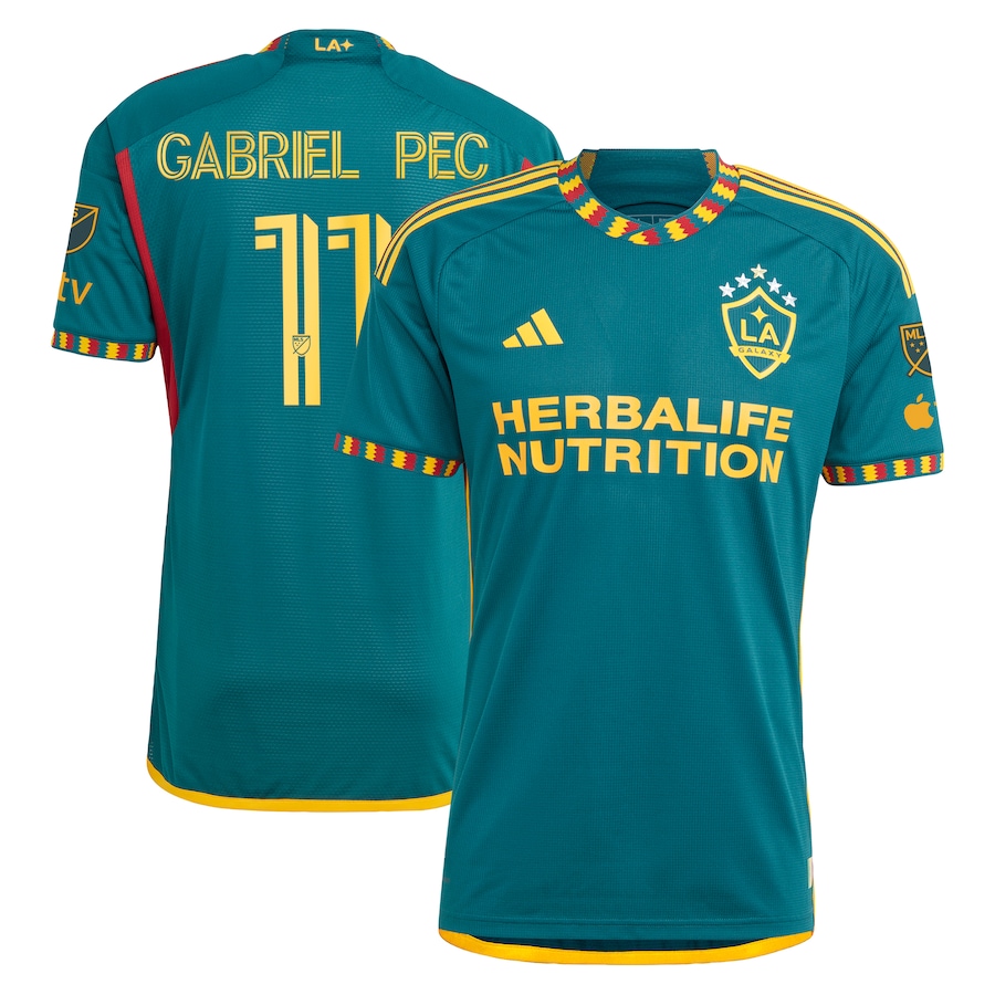 Men's LA Galaxy Gabriel Pec adidas Green 2024 LA Kit Authentic Player Jersey - Jersey