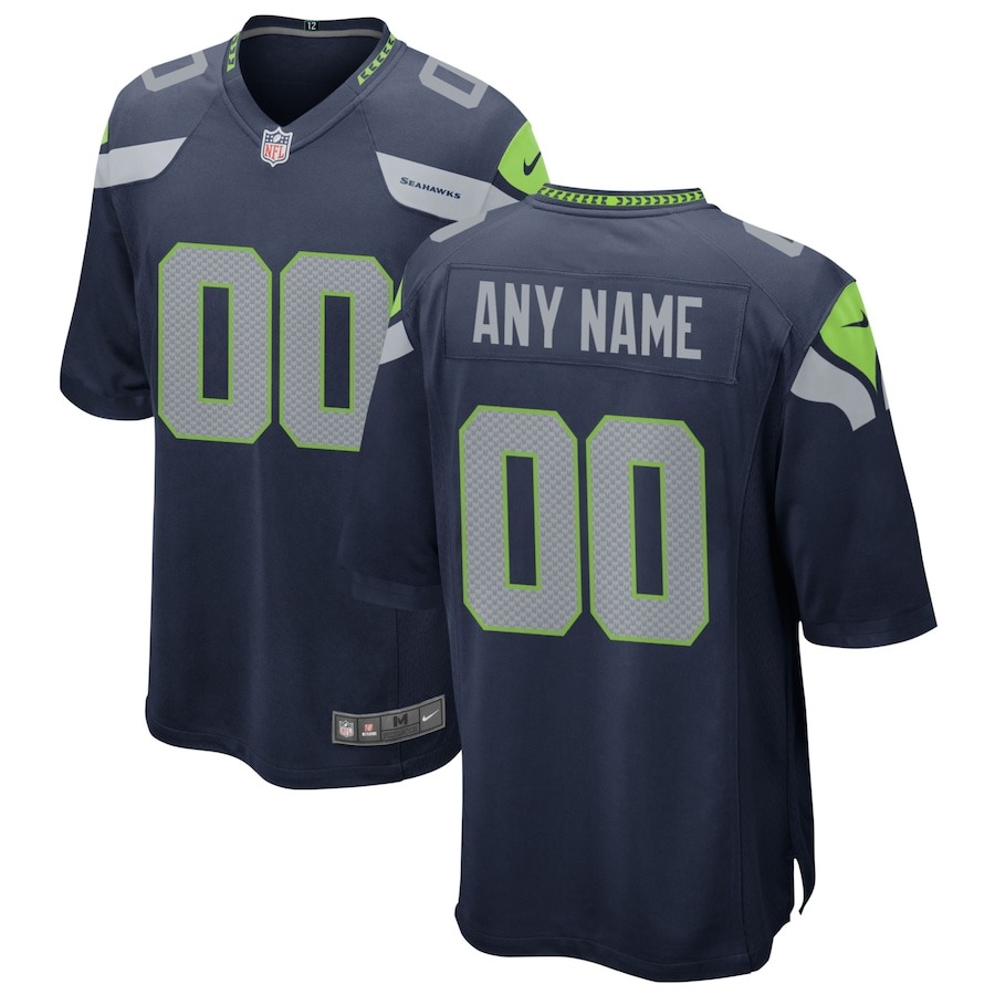 Men's Seattle Seahawks Nike College Navy Custom Game Jersey - Jersey