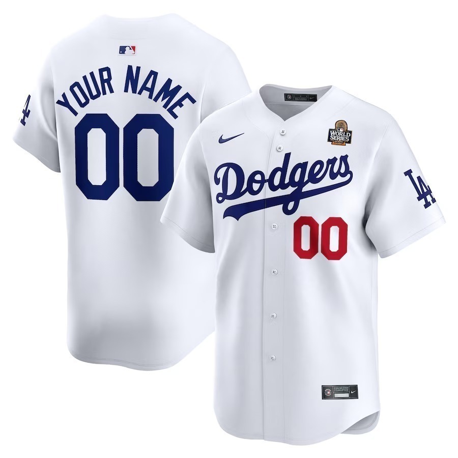 Men's Los Angeles Dodgers Nike White 2024 World Series Home Custom Limited Jersey - Jersey