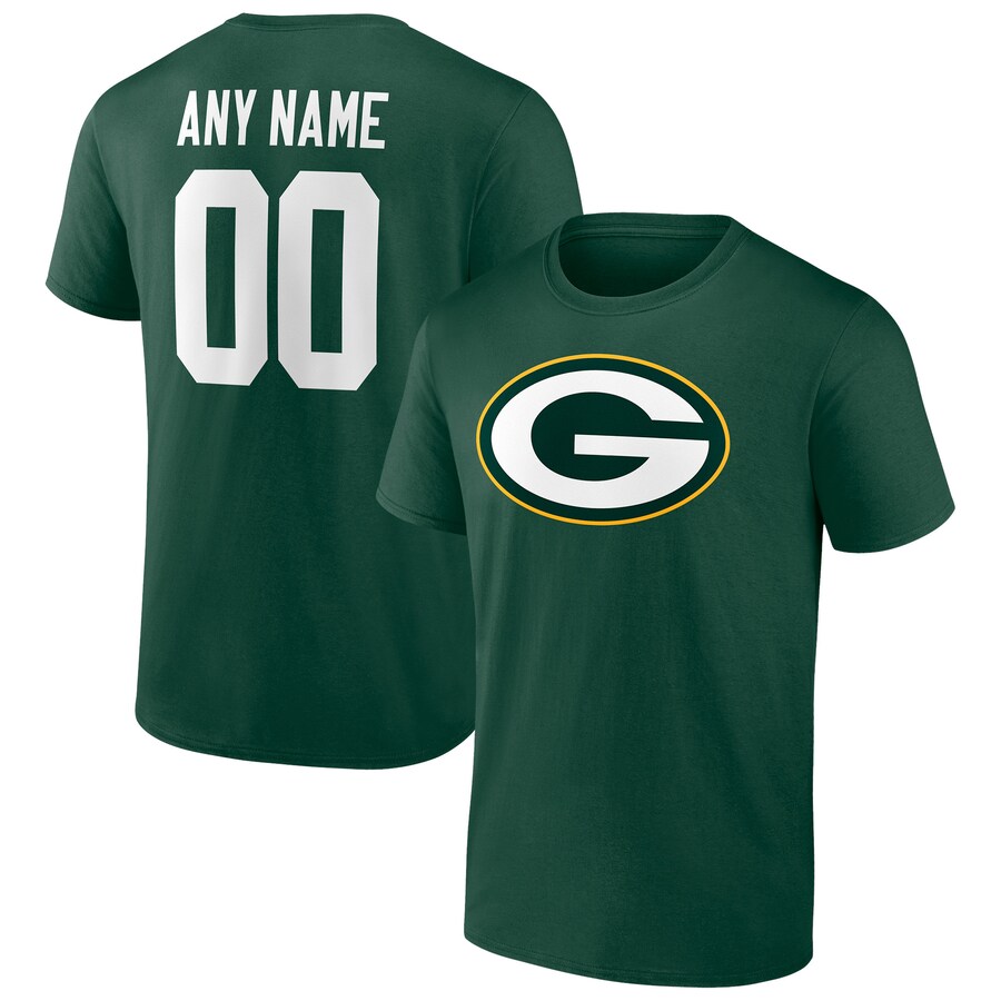 Men's Green Bay Packers Green Team Authentic Personalized Name & Number T-Shirt - Jersey
