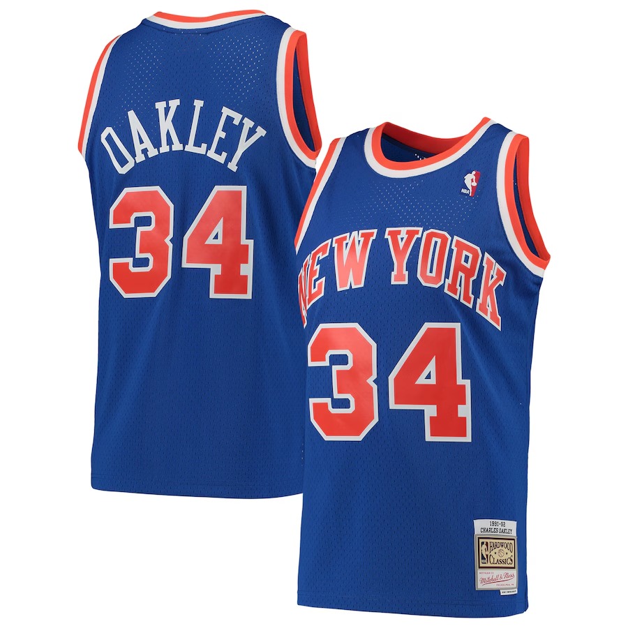 Men's New York Knicks Charles Oakley Mitchell & Ness Blue Hardwood Classics Swingman Jersey - Jersey