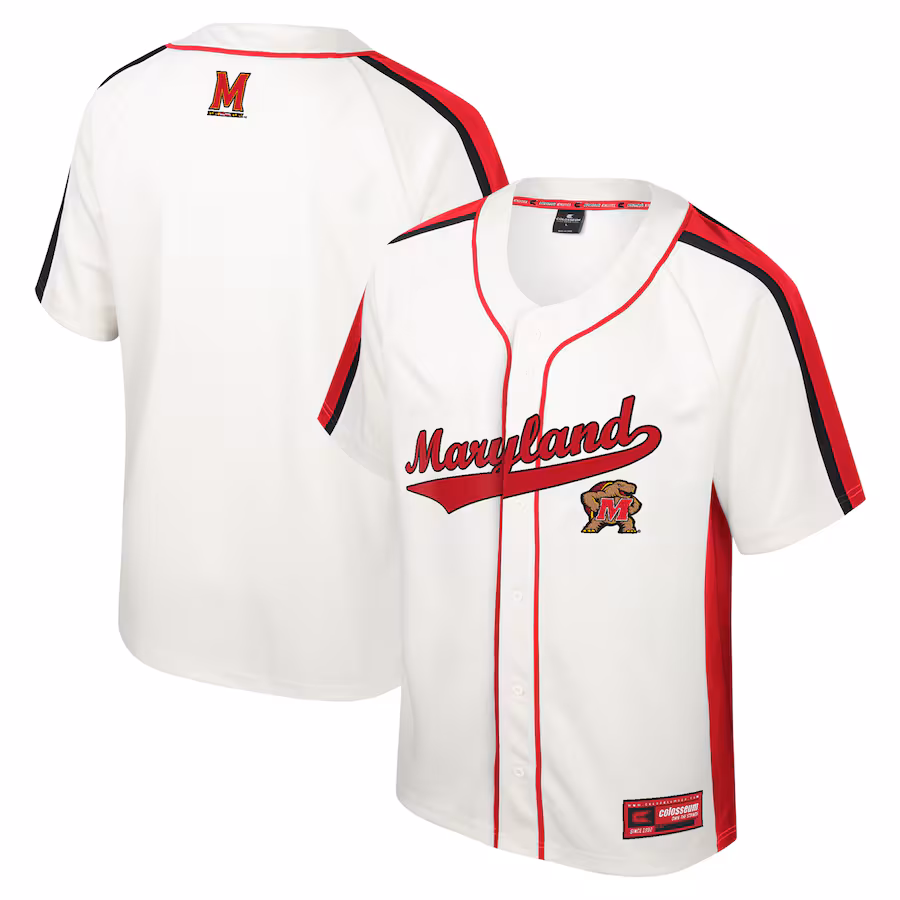 Men's Colosseum Cream Maryland Terrapins Ruth Button-Up Baseball Jersey - Jersey