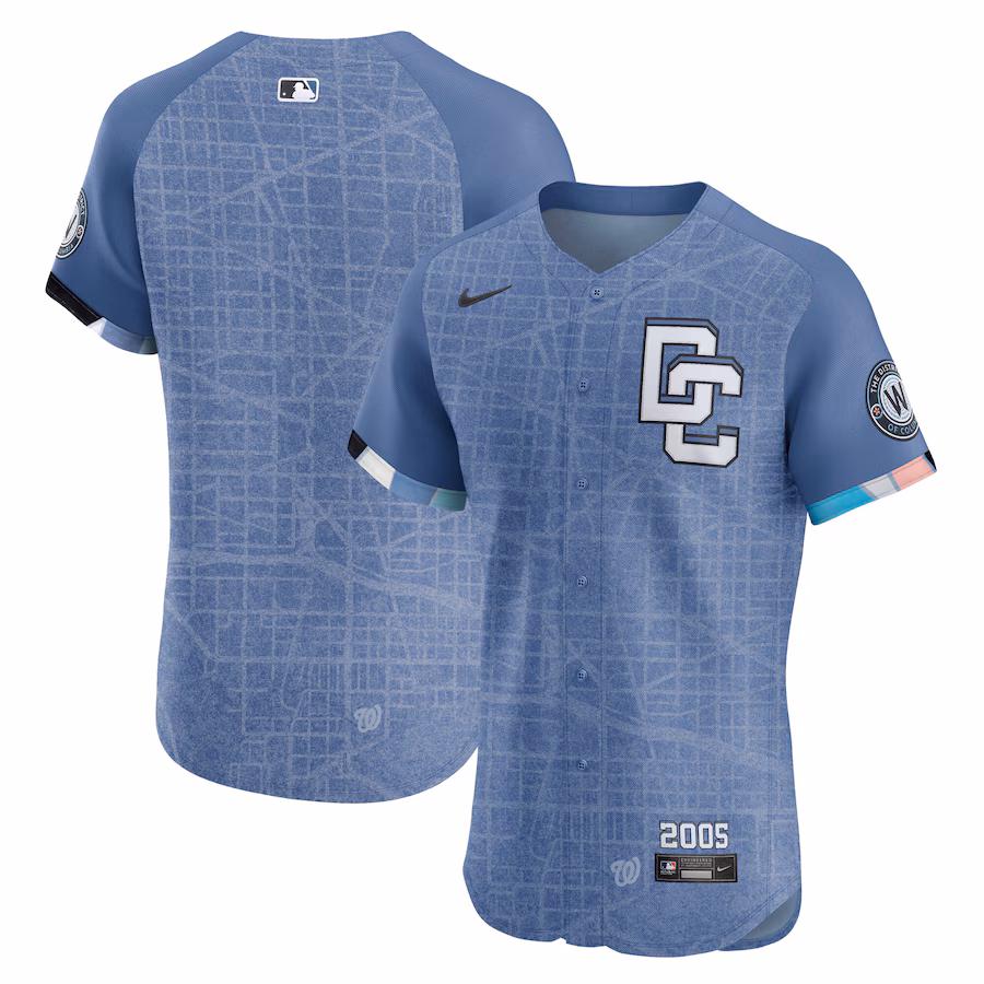 Men's Washington Nationals Nike Blue 2025 City Connect Elite Jersey - Jersey