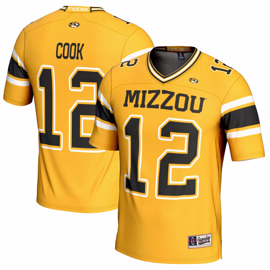 Brady Cook Missouri Tigers GameDay Greats Youth NIL Player Football Jersey - Gold - Jersey