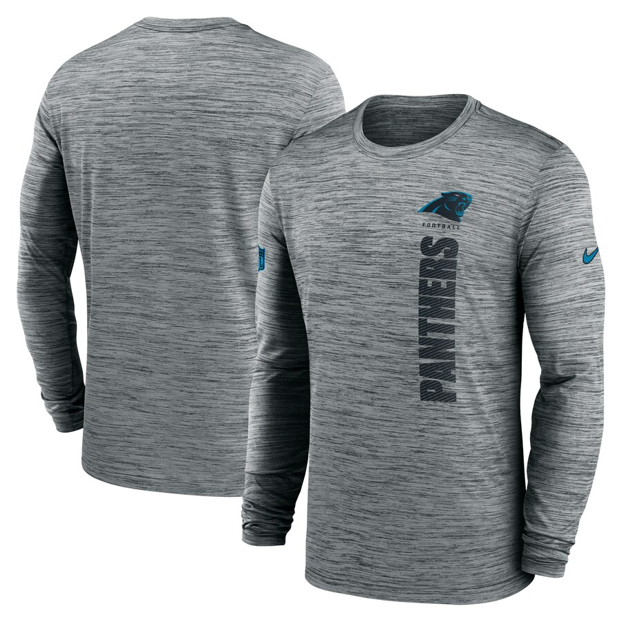 Men's Carolina Panthers Nike Gray 2024 Sideline Velocity Performance Long Sleeve T-Shirt - Jersey