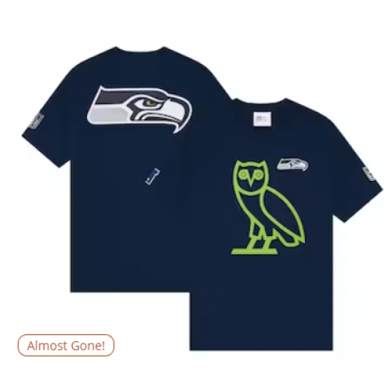 Men's Seattle Seahawks OVO x NFL College Navy OG Owl T-Shirt - Jersey