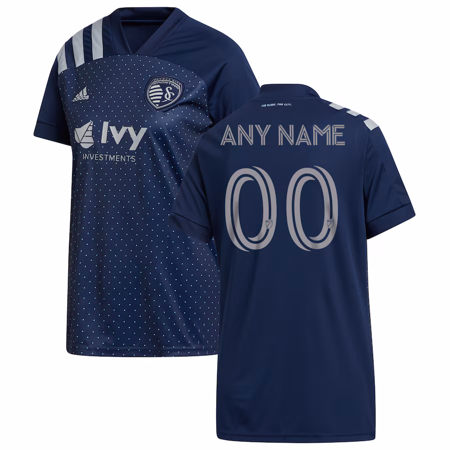 Women's Sporting Kansas City adidas Navy 2020 Swiss Dots Custom Replica Jersey - Jersey