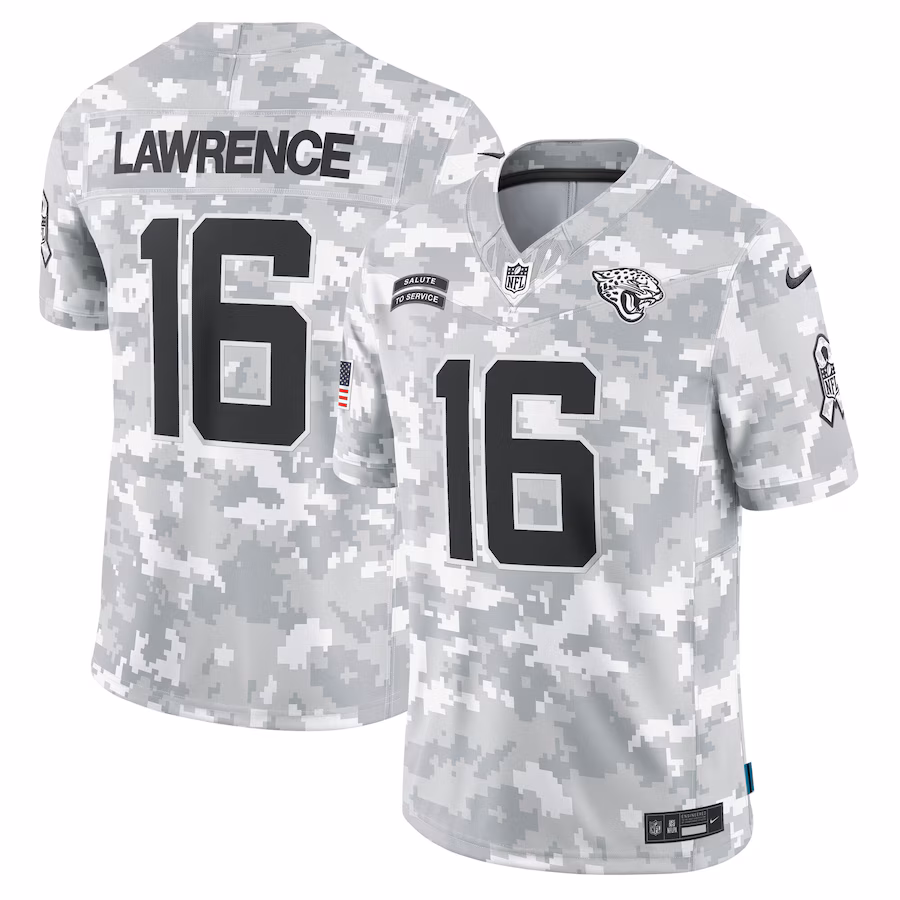 Men's Jacksonville Jaguars Trevor Lawrence Nike Arctic Camo 2024 Salute to Service Limited Jersey - Jersey