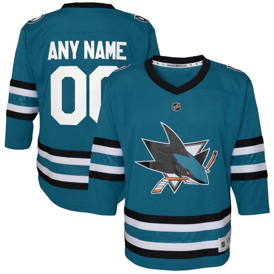 Youth San Jose Sharks Teal Home Replica Custom Jersey - Jersey