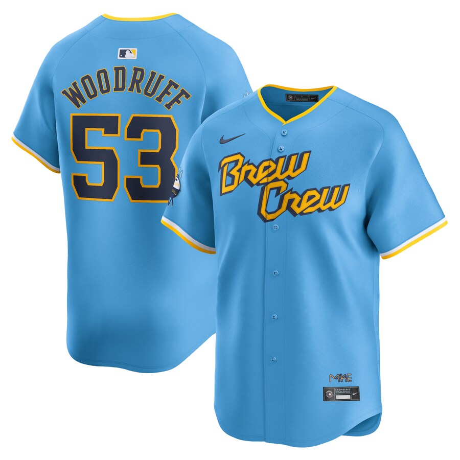 Men's Milwaukee Brewers Brandon Woodruff Nike Powder Blue City Connect Limited Player Jersey - Jersey