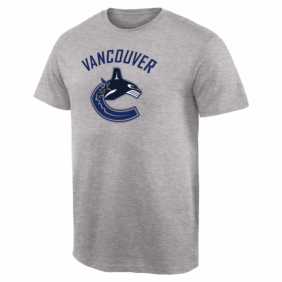 Men's Vancouver Canucks Ash Team Primary Logo T-Shirt - Jersey