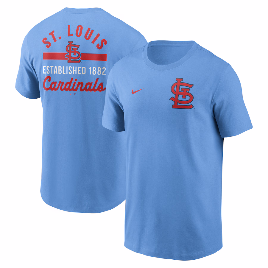 Men's St. Louis Cardinals Nike Light Blue 2-Hit T-Shirt - Jersey