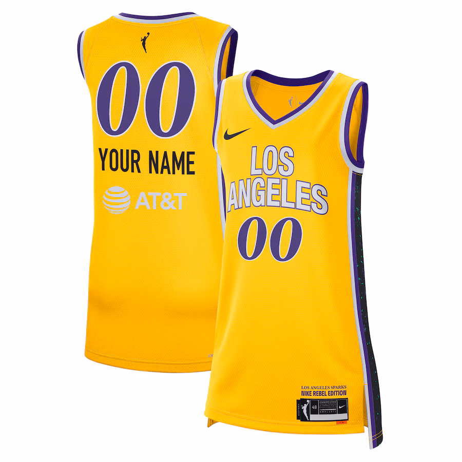 Unisex Los Angeles Sparks  Nike Gold 2024 Rebel Edition Custom Jersey - Jersey